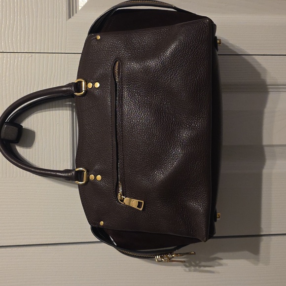 Coach Oxblood Leather Satchel With Suede Gussett - Picture 2 of 10